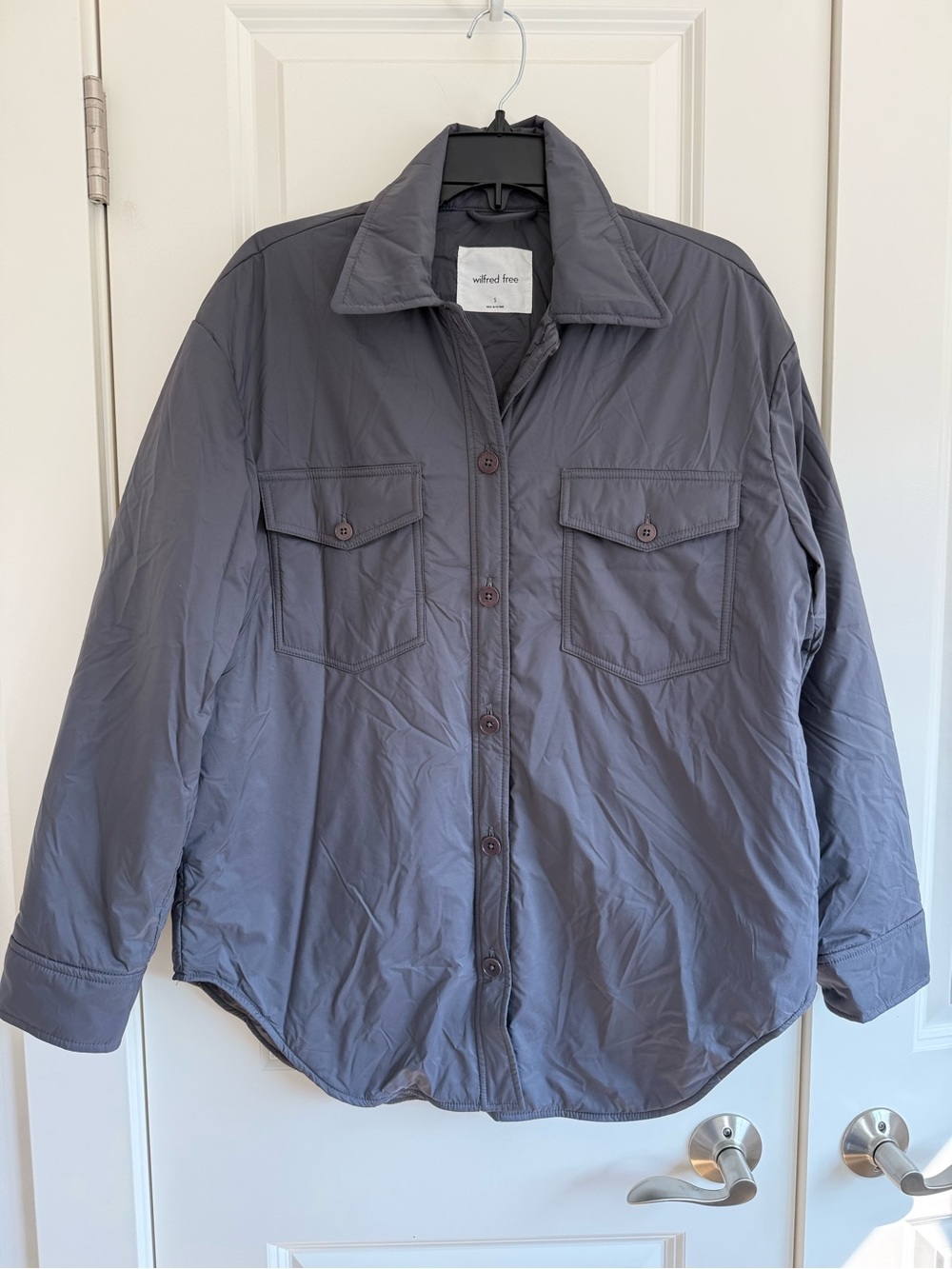 Wilfred Gray Quilted Button-Up Utility Shirt Ganna Jacket